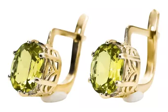 8K geltonas auksas 333 Yellow Peridot auskarai vec003x-yp Rusų Tarybinis TSRS Vintažinis stilius Art Deco style Rusiškas sovieti